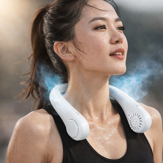 Climenza™ Pro Neck Fan – 360° Hands-Free Cooling, Quiet & Rechargeable